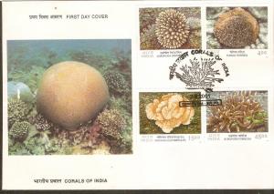 India 2001 Corals of India Marin Life 4v FDC # B1160 