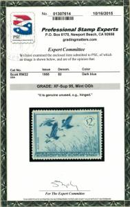 US #RW22 GRADED 95, w/PSE GRADED 95 hinged CERT, a fabulous stamp with near p...