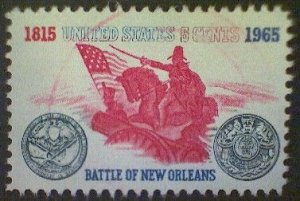 United States, Scott #1261, used(o), 1965, Battle of New Orleans, 5¢