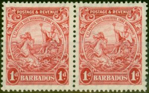 Barbados 1932 1d Scarlet SG231c P.13 x 12 V.F MNH Pair 