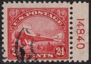 USA SC #C6 U PNS 1923 24c Biplane #14840 CV $65.00 (Heb.)