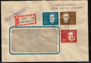 Germany 1959,Sc.#804b-d used singles of souv.sheet. composers