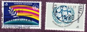 U.N. - Vienna # 64-65, International Peace Year, Used