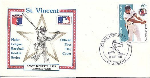 ST. VINCENT 1989 BASEBALL DANTE BICHETTE ANGELS FDC