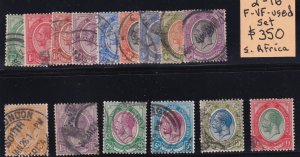 South Africa Sc # 2 - 16 Set VF used with nice colors scv $ 650 ! see pic !