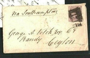 GB SG.68 Cover Haddington *Caponflat* CEYLON Maritime Mail 1860 Cat £240+ LS149