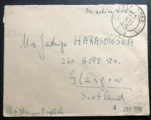 1945 Poland Army In Italy Army Post Office 139 Cover To Glasgow Scotland