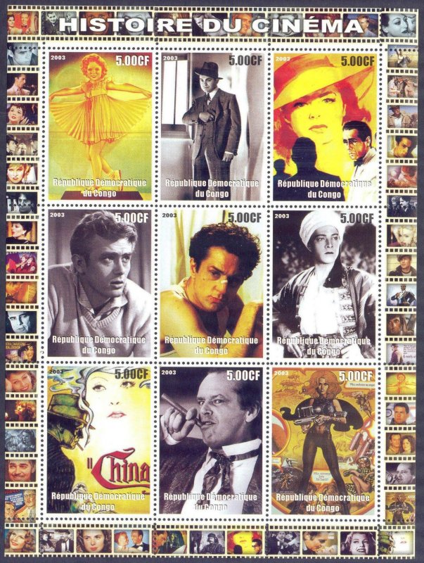 Congo 2003 History of Cinema Actors & Actress ( III ) Sheet MNH Private