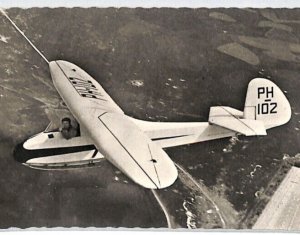 NETHERLANDS GLIDER Card GREEN BABY Thermiekbel Zweefvliegtuig 1959 {Slater}PG26