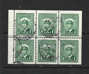 CANADA - 1942 KING GEORGE VI ONE CENT BOOKLET PANE - SCOTT 249b - USED