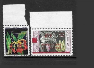 GUINEA Sc 168-69 NH issue of 1959 - OVERPRINTS - FLOWERS - REPUBLIC'S FIRST SET