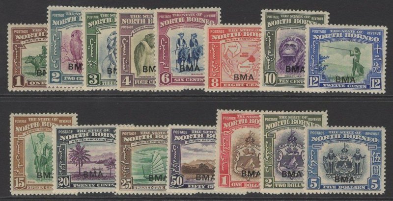 NORTH BORNEO SG320/34 1945 BMA OVERPRINT SET MTD MINT