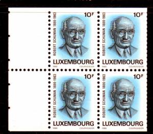 LUXEMBOURG #757a  1986  ROBERT SCHUMAN     MINT  VF NH  O.G  B/P OF 4  a