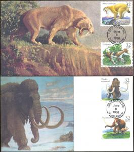 #3077-80 Prehistoric Animals S & T FDC Set