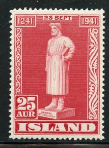 Iceland # 237, Mint Hinge. CV $ 1.20
