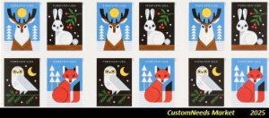 Vintage Winter Animals Forever Stamps Book of 20 (50% shipping)