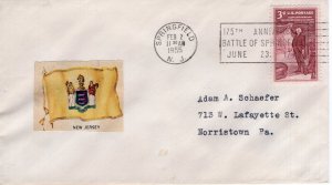 175TH ANNIVERSARY BATTLE SPRINGFIELD - SPRINGFIELD, NJ  1955   FDC17783