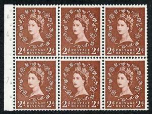 SB78 2d Light Red-Brown Wmk Edward Upright Booklet Pane U/M