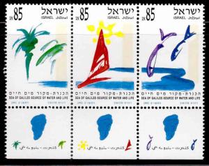 ISRAEL Scott 1104-1106a MNH** 1992 strip set os stamps with tabs