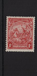 Barbados 1925 SG231b 1d 13.5x12.5 perf mounted mint