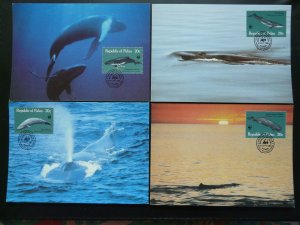 marine mammal whale wwf set of 4 maximum card Palau 85072