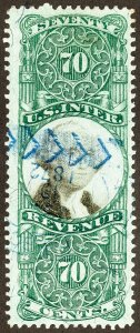 US Stamps # R143 Revenue Used VF Cut Cancel Fresh