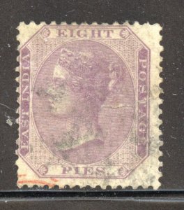 India Scott 19C Used H Faulty - 1860 8p Queen Victoria (Crown Colony)