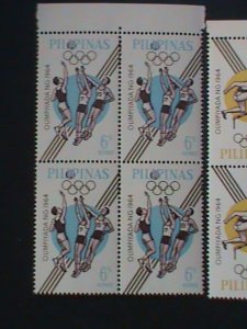 PHILIPPINES 1964 SC#915-8 OLYMPIC GAMES-TOKYO-JAPAN MNH BLOCK VF-COMPLETE SET