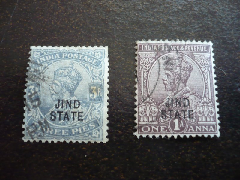 Stamps - Indian Convention State Jhind-Scott#88,90 - Used Part Set of 2 Stamps