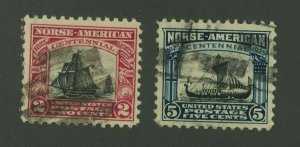 US 1925 Norse-American Issue, Scott 620-621 used, Value = $11.75