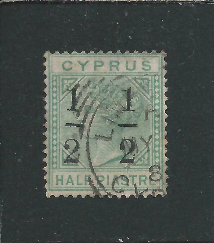 CYPRUS 1886 ½ on ½pi EMERALD GREEN CROWN CA FU SG 27 CAT £70