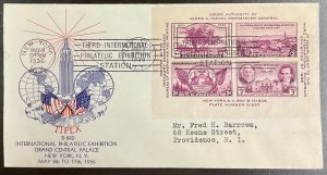 778 Grandy cachet Tipex Souvenir Sheet FDC 1936