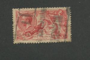 1913 Great Britain United Kingdom King George V 5 Shillings Postage Stamp #174