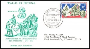 Wallis and Futuna Islands 187 US Bicentennial Typed FDC