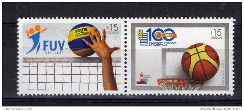 100 aniv Uruguay Basketball & Volleyball Asociations sports MNH stamp Lighthouse