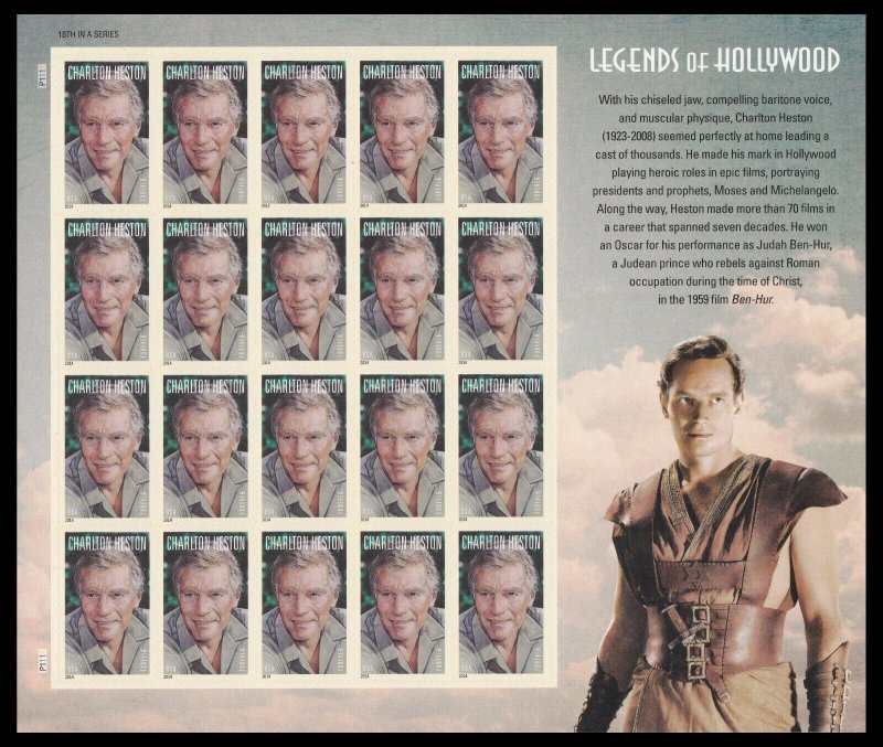 US 4892 Legends of Hollywood Charlton Heston forever sheet (20 stamps) MNH 2014