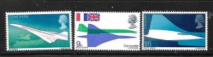 Great Britain 1969 Concorde Plane Airplane Sc 581-583 MNH A679