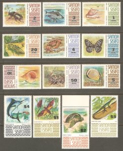 SAMOA Sc# 369 - 378C MNH FVF Set of 13 Butterfly Beetle Lizard Shell Fish Crab