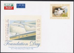 NORFOLK IS 2001 Overseas Postage Paid Birds postcard unused................B3561