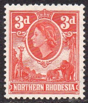 Northern Rhodesia 1953  3d scarlet MH