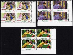 Australia SG1383-5 Christmas 1992 set of 3 in U/M Blocks of 4