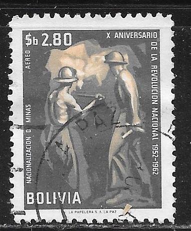 Bolivia C253: 2.80b Miner, used, F-VF