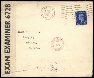 Canada Germany Britain WWII Refugee Internee Camp Lager Cover G81683