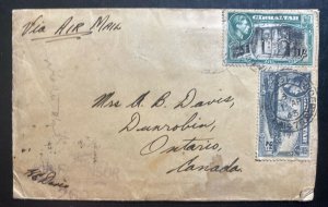 1943 Gibraltar RCAF Field Post Censored Airmail Cover To Dunrobin Canada