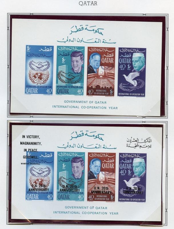 QATAR JOHN F KENNEDY  & UNITED NATIONS SET & TWO SOUVENIR SHEETS  MINT NH