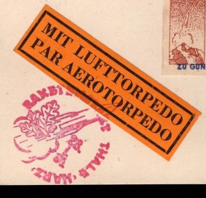 Germany Rocket Mail Tied Etiquette 3 Imperf Issues Blue & Red Cancels Zucker 1h