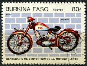 Burkina Faso Sc#691 Used, 80fr multi, Motorcyle Centenary (1985)