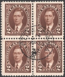 Canada SC#232 2¢ King George VI Block of Four (1937) Used