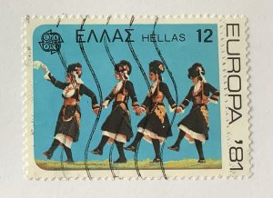 Greece 1981  Scott 1386 used - 12d,  Europa, Kira Maria Folk dance,  Alexandria