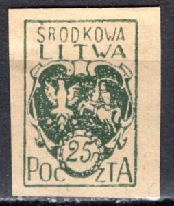 Central Lithuania - Poland; 1921: Sc. # 2: Mint Gumless Single Stamp